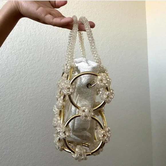 Vintage 1960s Faux Pearl-Encrusted Mod Clear - Picture 4 of 6